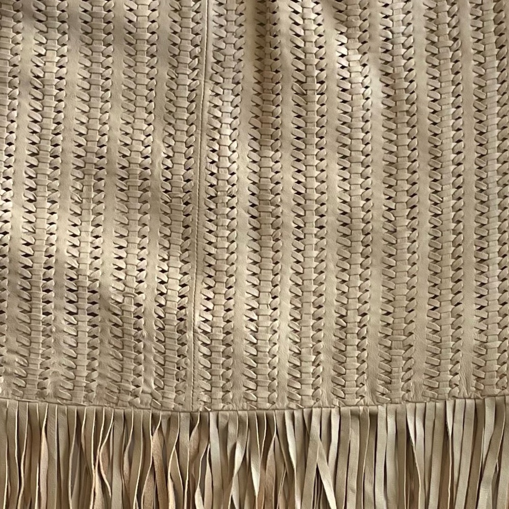 Ralph Lauren Fringe-Trim Woven Lambskin Leather Pencil Skirt NWT - Picture 14 of 14